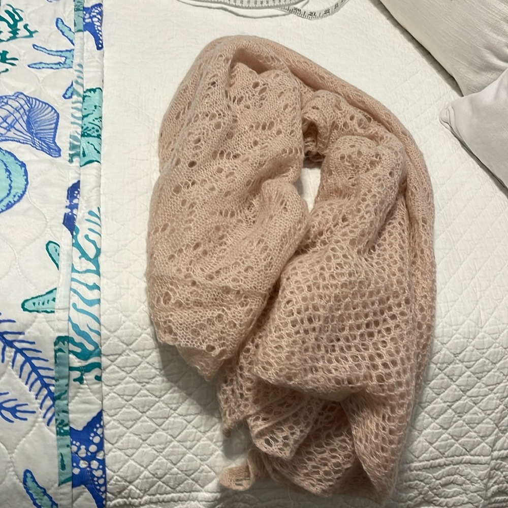 Pale Pink Beautiful Angora Wrap Scarf